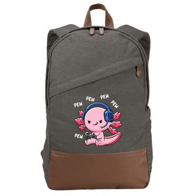 Axolotl Gaming Anime Video Game Pew Gamer Cotton Canvas Backpack