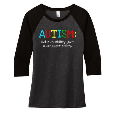 Autistic Gifts Adult Different Ability Autism Awareness Women's Tri-Blend 3/4-Sleeve Raglan Shirt