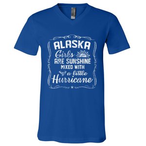 Alaska Girls Are Sunshine Mixed With A Little Hurricane Cool Gift V-Neck T-Shirt