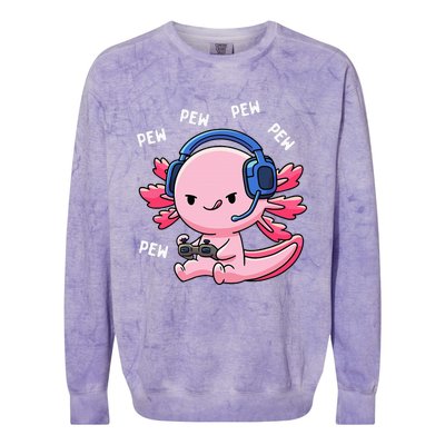 Axolotl Gaming Anime Video Game Pew Gamer Colorblast Crewneck Sweatshirt