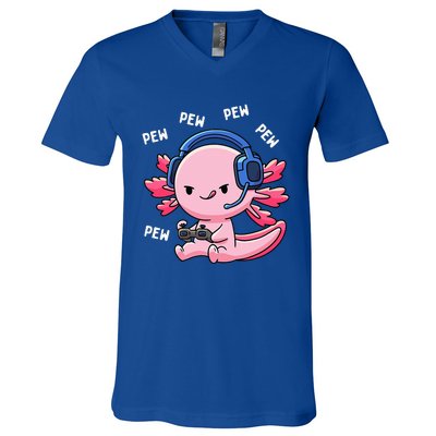 Axolotl Gaming Anime Video Game Pew Gamer V-Neck T-Shirt