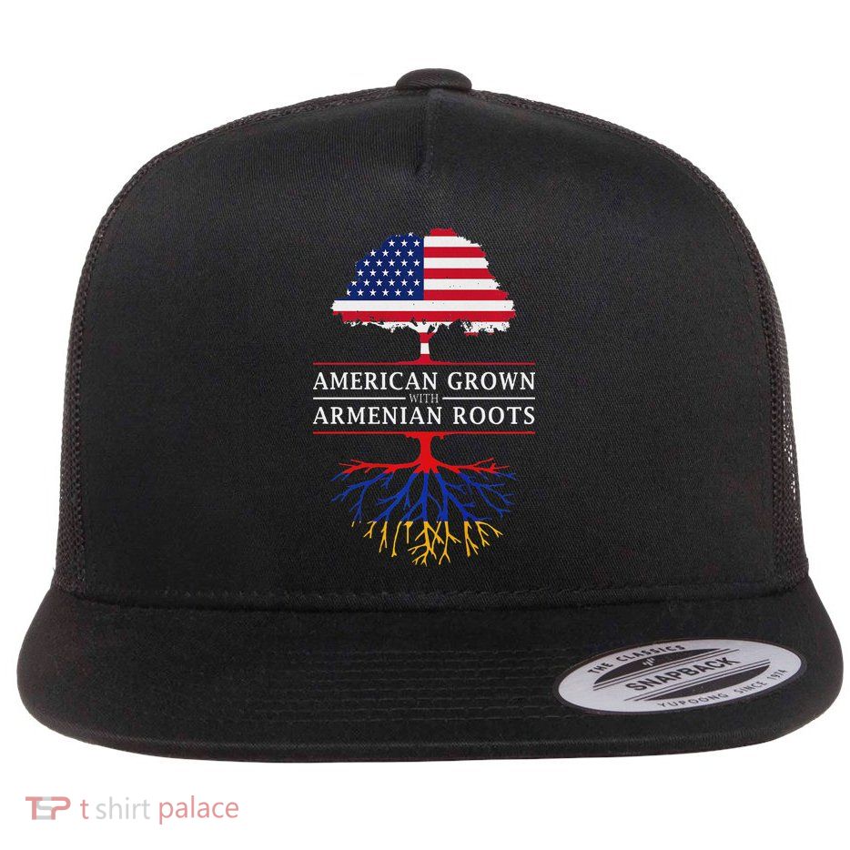 American Grown Armenian Roots Armenia Flat Bill Trucker Hat