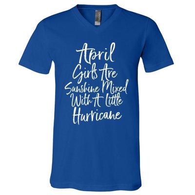 April Girls Are Sunshine Mixed With A Little Hurricane Cute Gift V-Neck T-Shirt