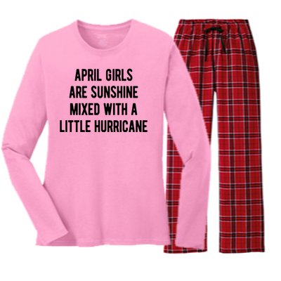 April Girls Are Sunshine Mixed With A Little Hurricane Birthday Women's Long Sleeve Flannel Pajama Set 