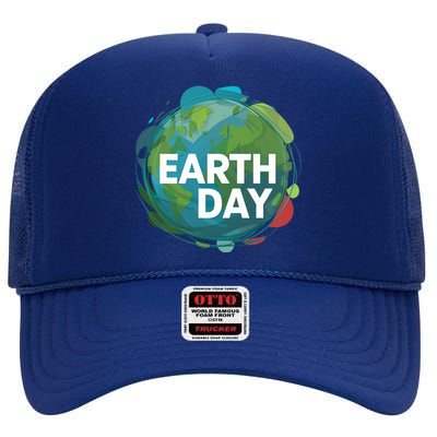 Abstract Global Artwork For Earth Day Cute Gift High Crown Mesh Back Trucker Hat