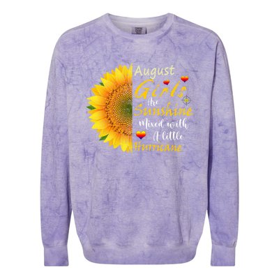 August Girls Are Sunshine Mixed Little Hurricane Sunflower Funny Gift Colorblast Crewneck Sweatshirt