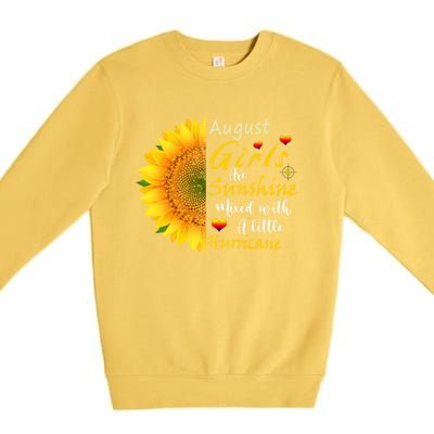 August Girls Are Sunshine Mixed Little Hurricane Sunflower Funny Gift Premium Crewneck Sweatshirt