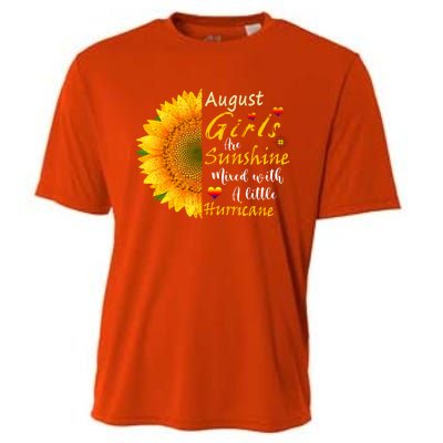 August Girls Are Sunshine Mixed Little Hurricane Sunflower Funny Gift Cooling Performance Crew T-Shirt