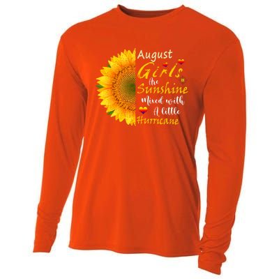 August Girls Are Sunshine Mixed Little Hurricane Sunflower Funny Gift Cooling Performance Long Sleeve Crew