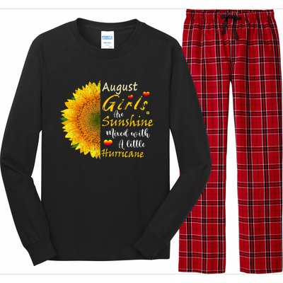 August Girls Are Sunshine Mixed Little Hurricane Sunflower Funny Gift Long Sleeve Pajama Set