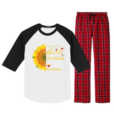 August Girls Are Sunshine Mixed Little Hurricane Sunflower Funny Gift Raglan Sleeve Pajama Set