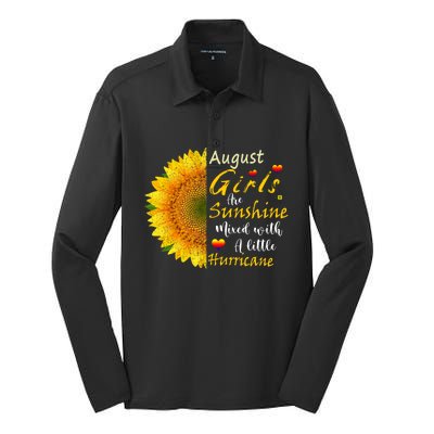 August Girls Are Sunshine Mixed Little Hurricane Sunflower Funny Gift Silk Touch Performance Long Sleeve Polo