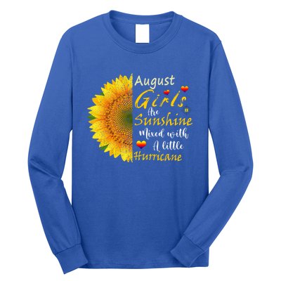 August Girls Are Sunshine Mixed Little Hurricane Sunflower Funny Gift Long Sleeve Shirt