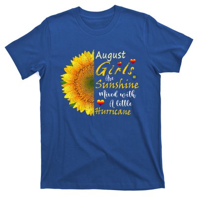 August Girls Are Sunshine Mixed Little Hurricane Sunflower Funny Gift T-Shirt