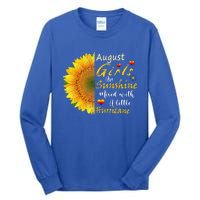 August Girls Are Sunshine Mixed Little Hurricane Sunflower Funny Gift Tall Long Sleeve T-Shirt