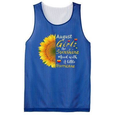 August Girls Are Sunshine Mixed Little Hurricane Sunflower Funny Gift Mesh Reversible Basketball Jersey Tank