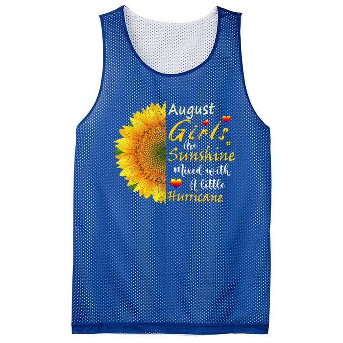 August Girls Are Sunshine Mixed Little Hurricane Sunflower Funny Gift Mesh Reversible Basketball Jersey Tank