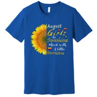 August Girls Are Sunshine Mixed Little Hurricane Sunflower Funny Gift Premium T-Shirt