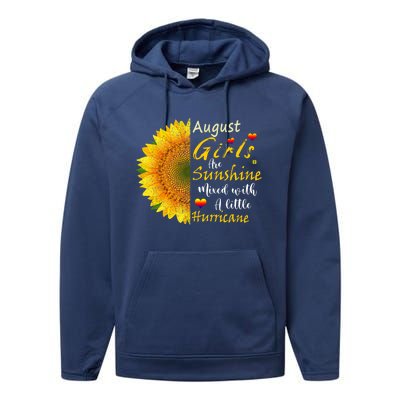 August Girls Are Sunshine Mixed Little Hurricane Sunflower Funny Gift Performance Fleece Hoodie