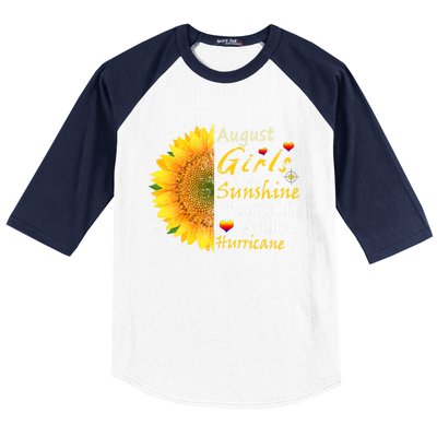 August Girls Are Sunshine Mixed Little Hurricane Sunflower Funny Gift Baseball Sleeve Shirt