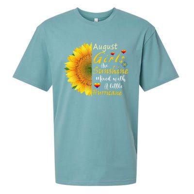 August Girls Are Sunshine Mixed Little Hurricane Sunflower Funny Gift Sueded Cloud Jersey T-Shirt