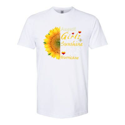 August Girls Are Sunshine Mixed Little Hurricane Sunflower Funny Gift Softstyle CVC T-Shirt