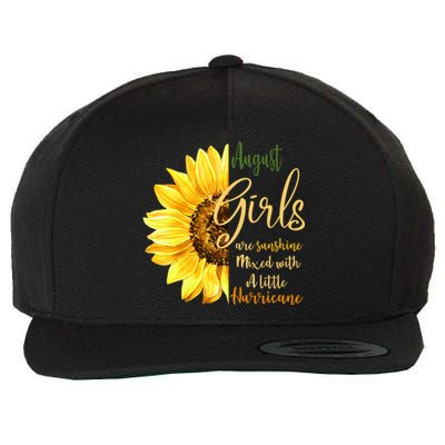 August Girls Are Sunshine Mixed Little Hurricane Sunflower Great Gift Wool Snapback Cap