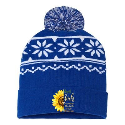 August Girls Are Sunshine Mixed Little Hurricane Sunflower Great Gift USA-Made Snowflake Beanie