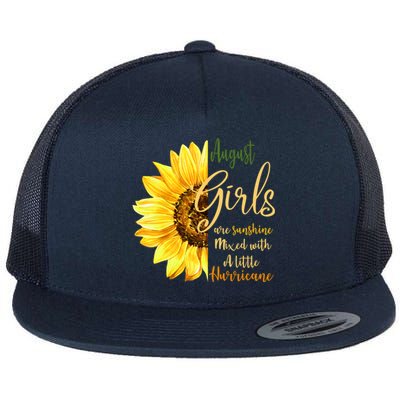 August Girls Are Sunshine Mixed Little Hurricane Sunflower Great Gift Flat Bill Trucker Hat