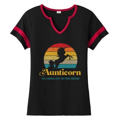 Aunticorn Gift Ladies Halftime Notch Neck Tee