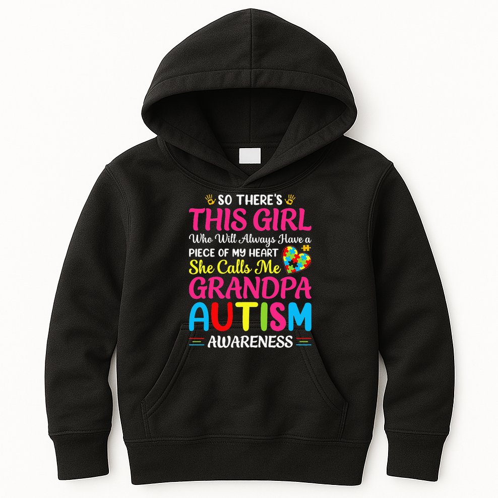 Autism Grandpa Autism Awareness Grandad Autism Motivation Kids Hoodie