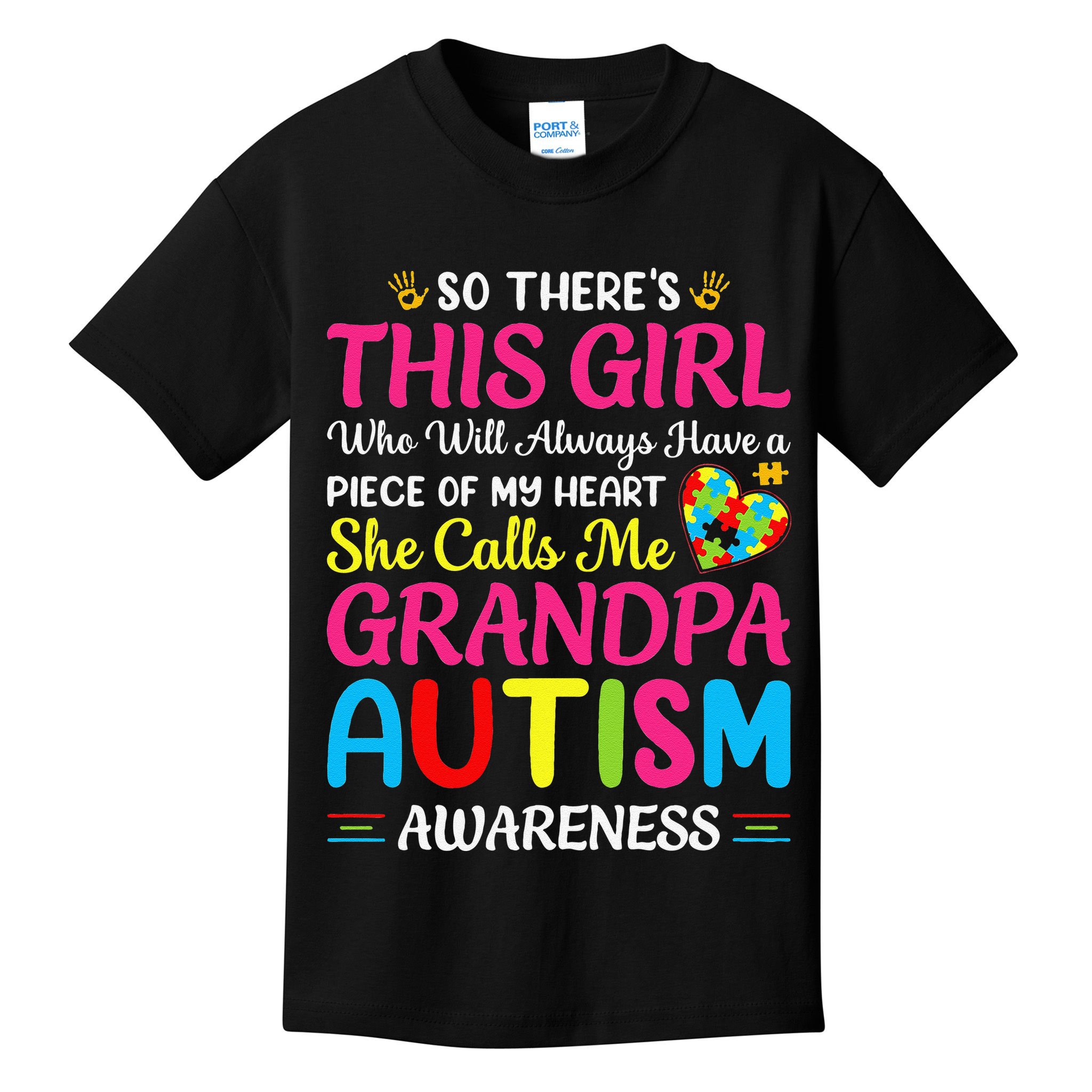 Autism Grandpa Autism Awareness Grandad Autism Motivation Kids T-Shirt