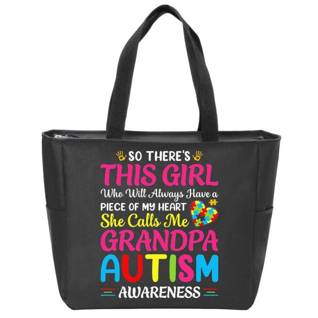 Autism Grandpa Autism Awareness Grandad Autism Motivation Zip Tote Bag