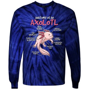 Axolotl Gift Axolotl Stuff Anatomy Of An Axolotl Tie-Dye Long Sleeve Shirt