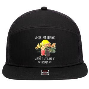 A Girl And Her Dog A Bond That Can't Be Broken Cute 7 Panel Mesh Trucker Snapback Hat