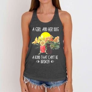 A Girl And Her Dog A Bond That Can't Be Broken Cute Women's Knotted Racerback Tank