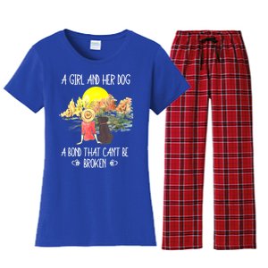 A Girl And Her Dog A Bond That Can't Be Broken Cute Women's Flannel Pajama Set