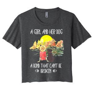 A Girl And Her Dog A Bond That Can't Be Broken Cute Women's Crop Top Tee