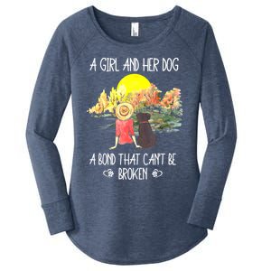 A Girl And Her Dog A Bond That Can't Be Broken Cute Women's Perfect Tri Tunic Long Sleeve Shirt