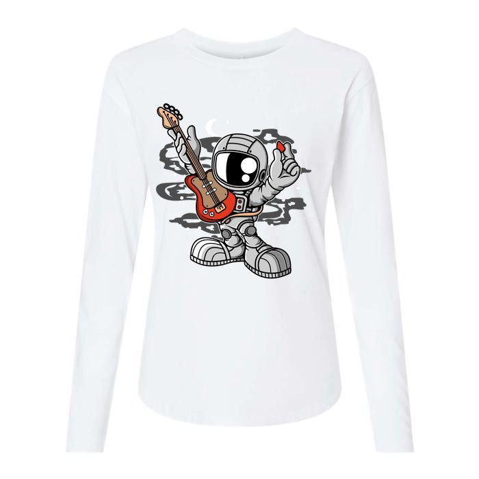 Astronaut Guitar Womens Cotton Relaxed Long Sleeve T-Shirt