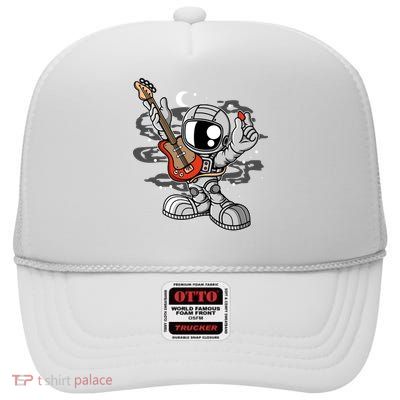 Astronaut Guitar High Crown Mesh Back Trucker Hat
