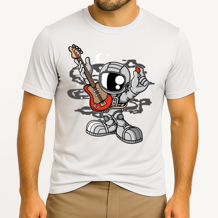 Astronaut Guitar Cooling Performance Crew T-Shirt