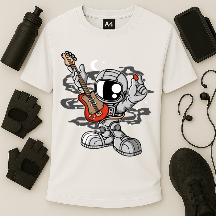 Astronaut Guitar Cooling Performance Crew T-Shirt