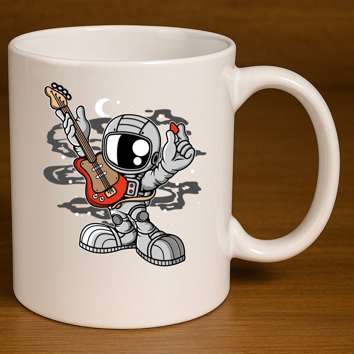 Astronaut Guitar 11oz C Handle Ceramic Mug