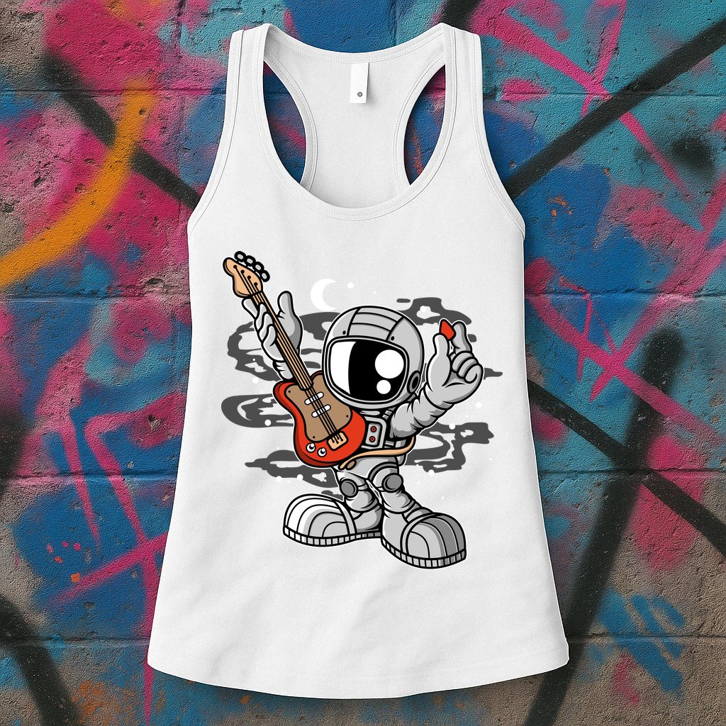 Astronaut Guitar Womens Tank Top