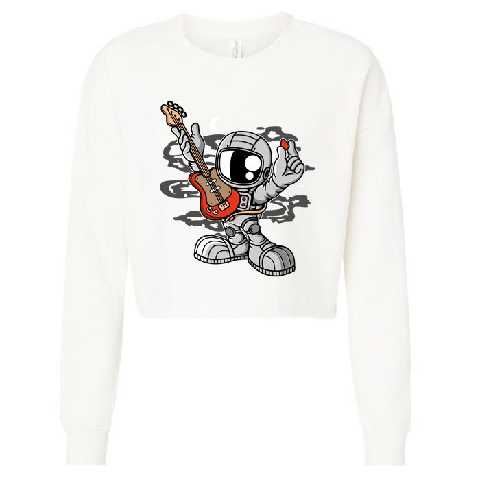 Astronaut Guitar Cropped Pullover Crew