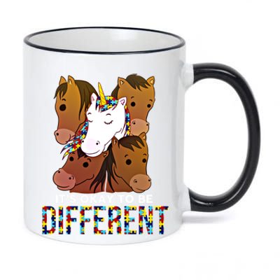 Autism Gift Awareness Unicorn Its Ok To Be Different 11oz Black Color Changing Mug