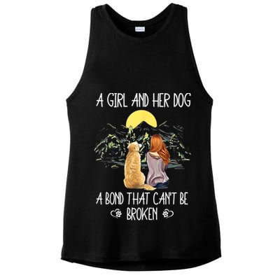 A Girl And Her Dog A Bond That Can't Be Broken Ladies PosiCharge Tri-Blend Wicking Tank