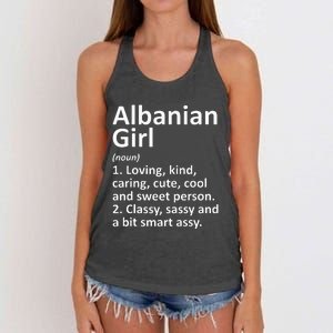 ALBANIAN GIRL ALBANIA Gift Funny Country Home Roots Descent Women's Knotted Racerback Tank