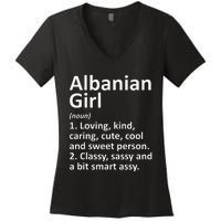 ALBANIAN GIRL ALBANIA Gift Funny Country Home Roots Descent Women's V-Neck T-Shirt